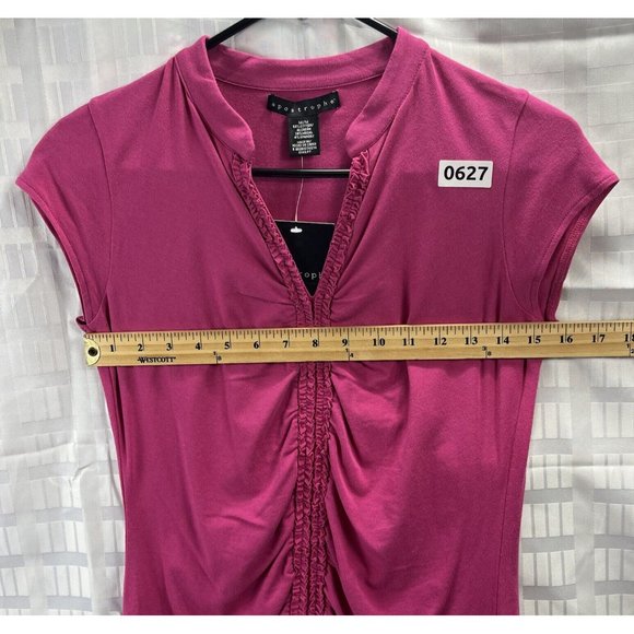 Apostrophe Women's Top Size M Color Pink Fuchsia Cap Sleeve - Picture 4 of 11